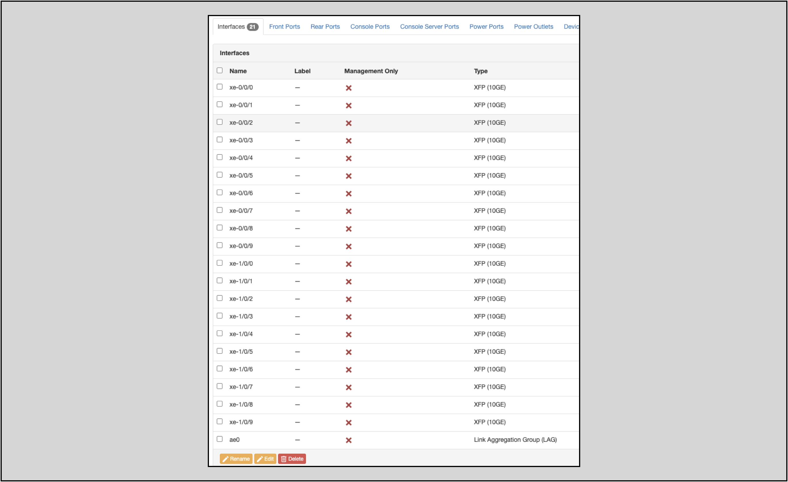 Example interface template