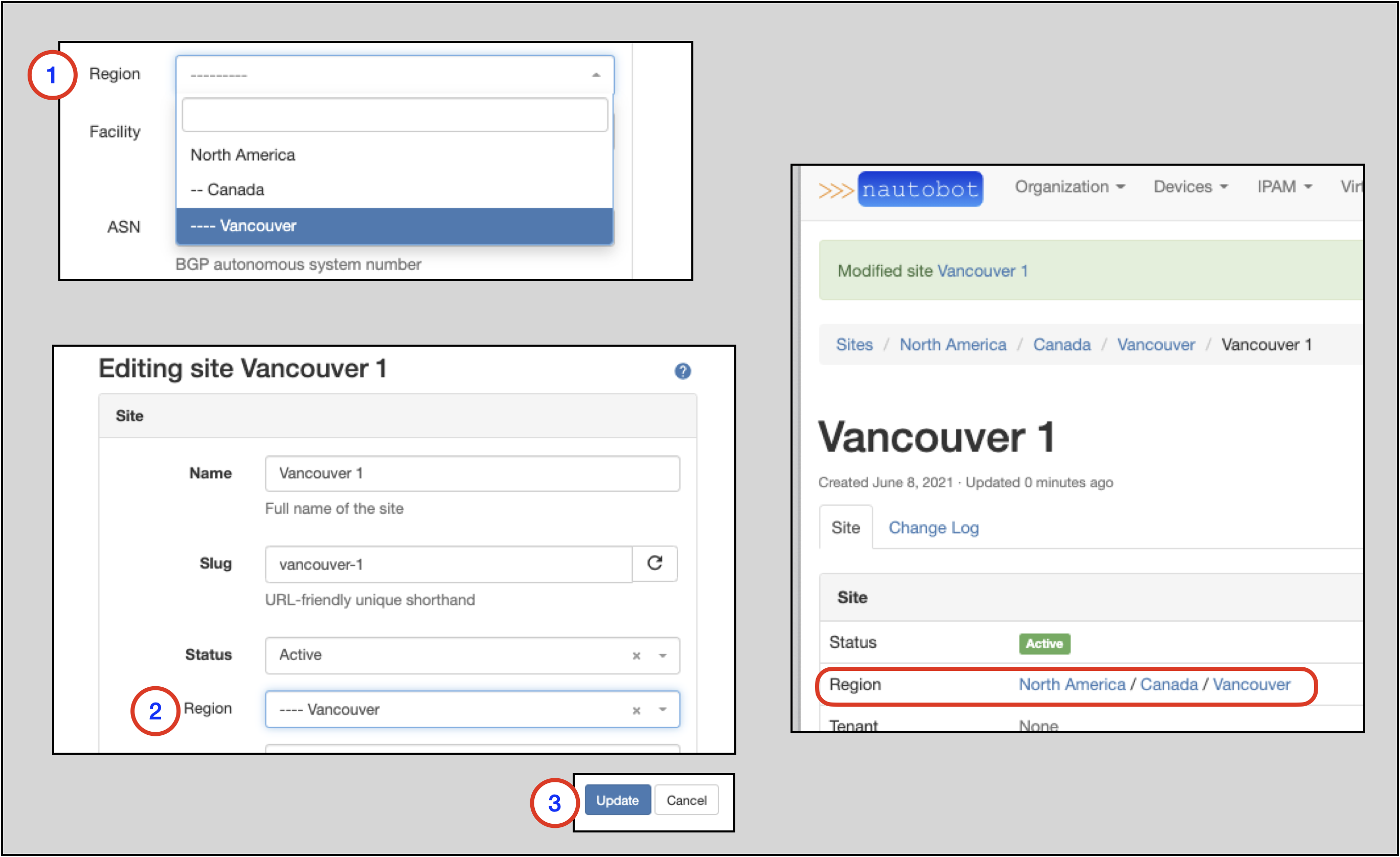 Add site to region step 2